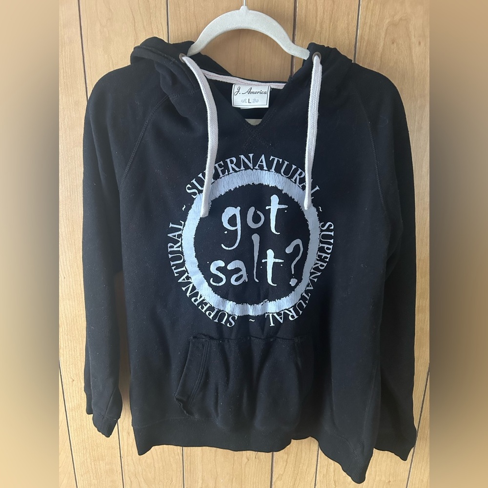 J. America Black Hoodie Sweatshirt Supernatural Got Salt